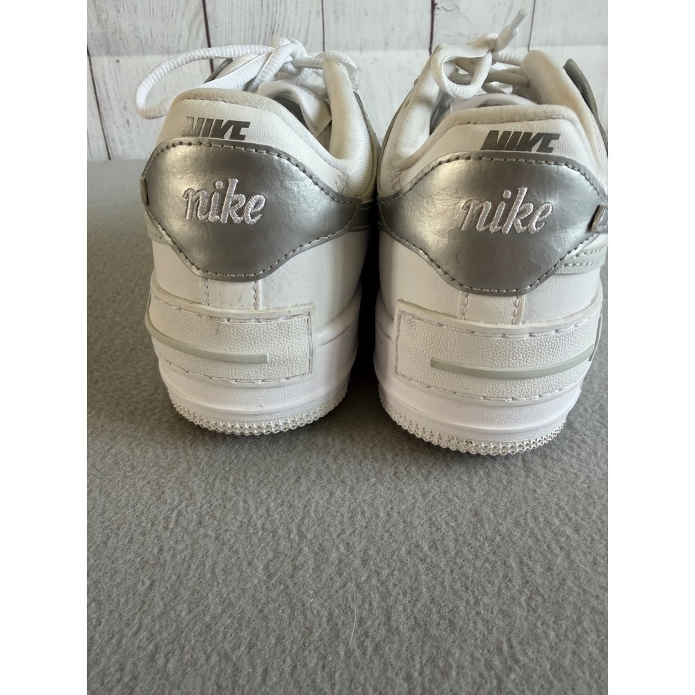 Nike Air Force 1 Shadow White Metallic Silver Sneakers CI0919-119 Womens 8.5 - Picture 4 of 7